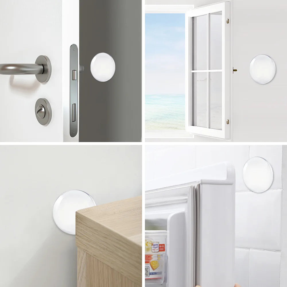 Butée de porte autocollante en silicone – application sur porte, fenêtre, meuble et réfrigérateur – protection anti-choc et anti-bruit