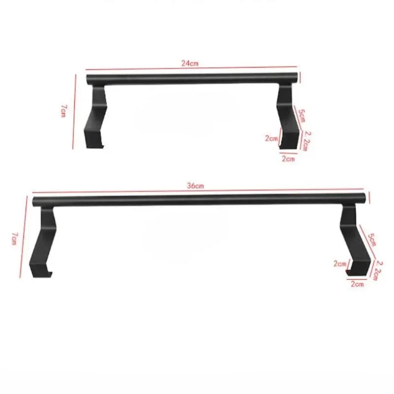 Porte-serviettes noir 24 cm- 36cm- lot 2 – Fixation sans perçage, design moderne pour cuisine et salle de bain