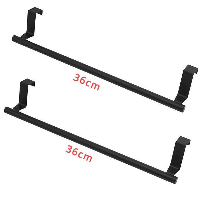 Porte-serviettes noir 36 cm X 2 – Fixation sans perçage, design moderne pour cuisine et salle de bain