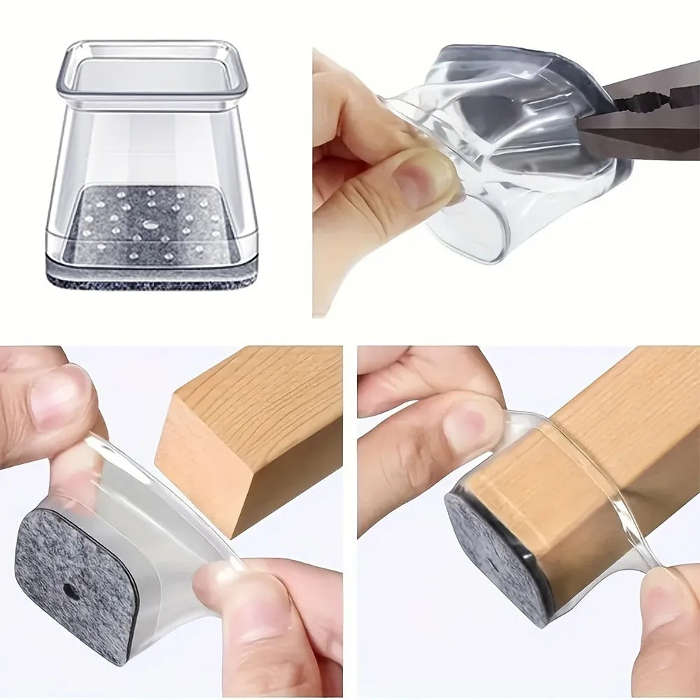Application d’un embout de protection pour pied de meuble – installation étape par étape sur pied en bois
