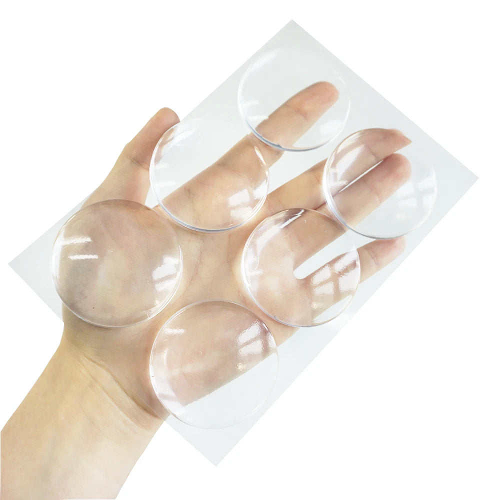 Lot de 6 butées de porte transparentes – silicone souple avec effet loupe – présentation sur support