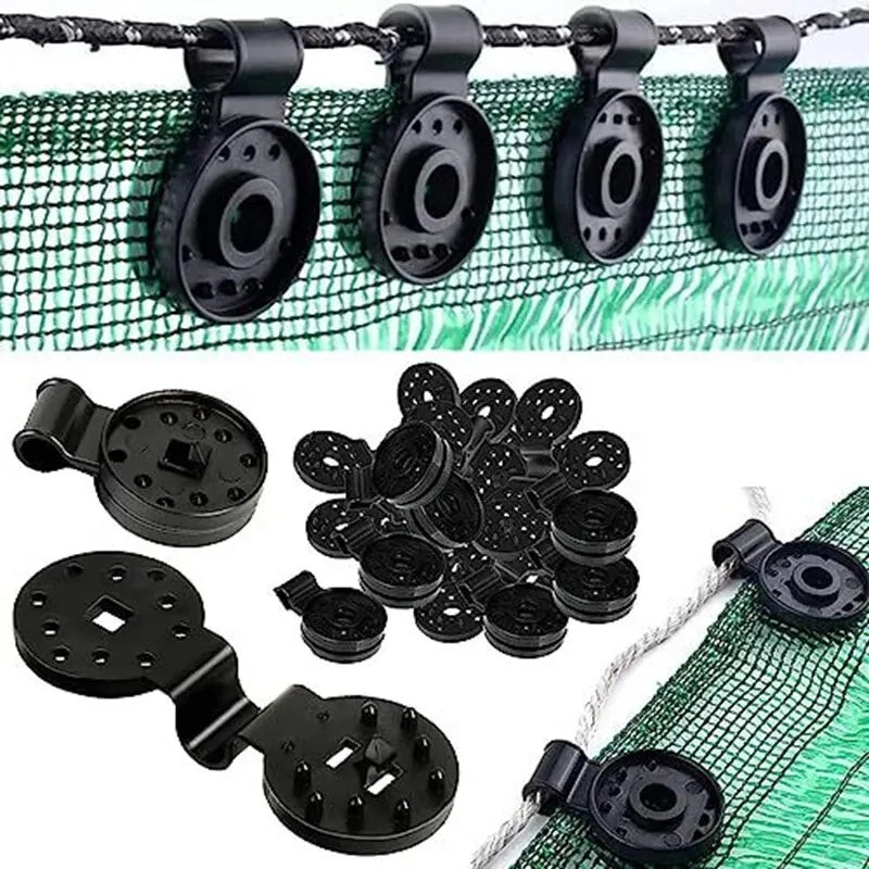 Clips en plastique pour filet – fixation sécurisée sur câble ou corde, lot de pièces démontables pour jardin, chantier ou extérieur