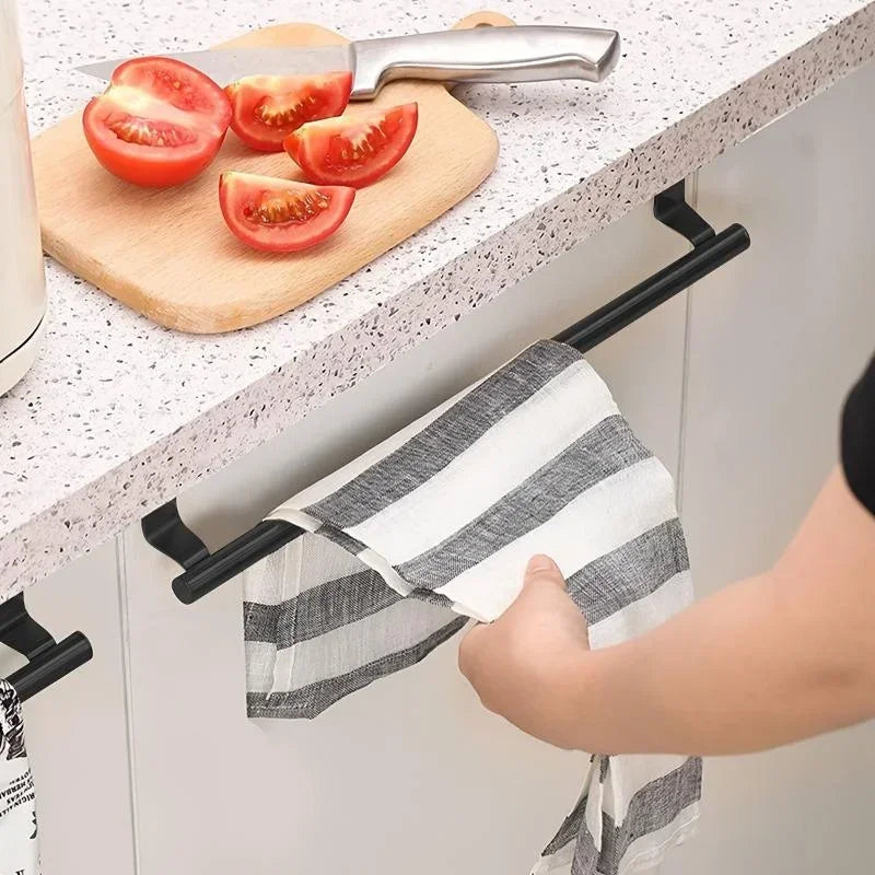 Porte-serviettes sans perçage pour cuisine & salle de bain – Installation facile sur porte, design moderne, idéal pour torchons et serviettes