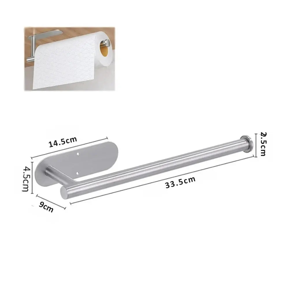 Support essuie-tout inox – Fixation adhésive sans perçage ou vissée, cuisine & salle de bain