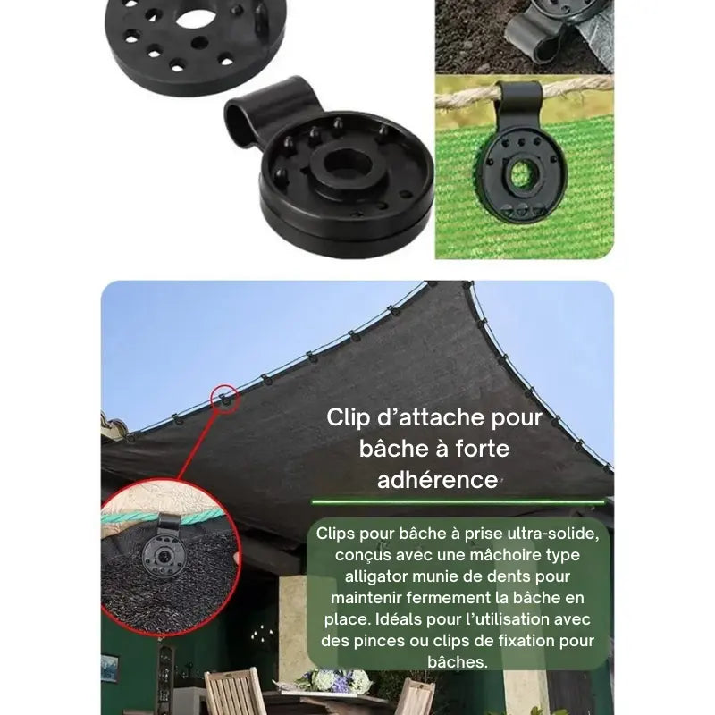 Lot de 50 pinces pour toile d’ombrage – Clips de fixation solides pour filet, bâche et serre de jardin