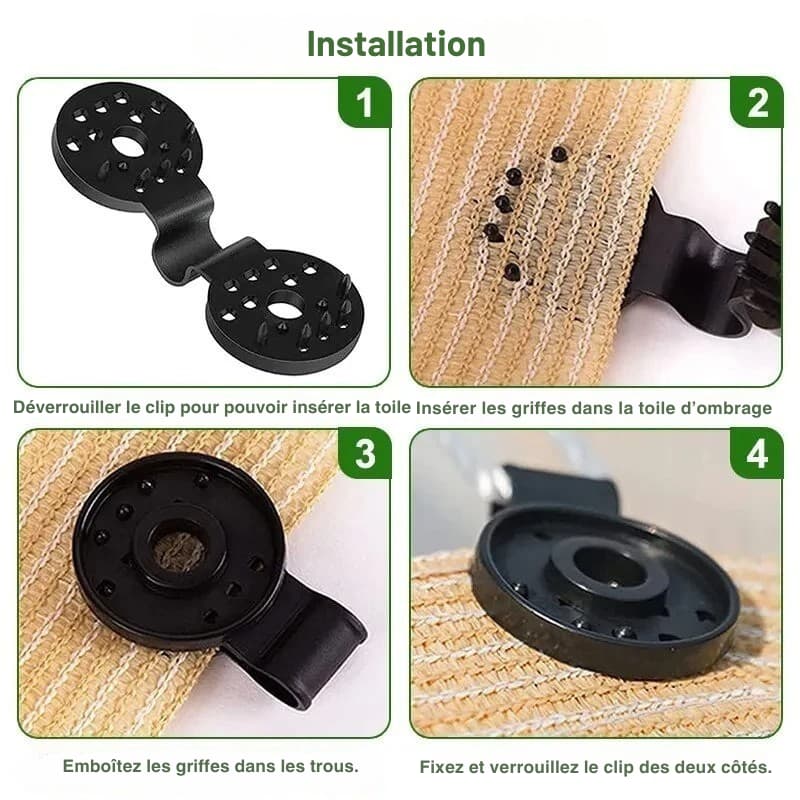 clips installation pour fixation de toile d'ombrage procédure installation