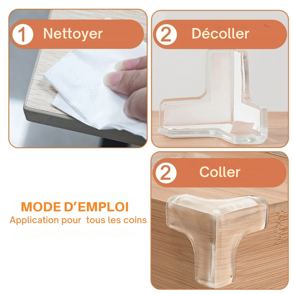 Mode d’emploi – coin de table transparent pour protection enfant