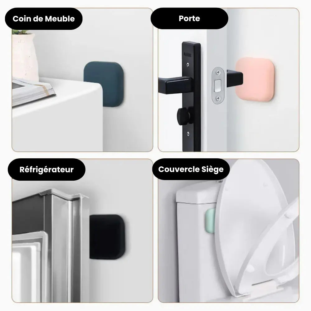Butée de porte en caoutchouc coloré, utilisable sur meubles, portes, réfrigérateurs et couvercles de toilettes — anti-choc et protectrice.