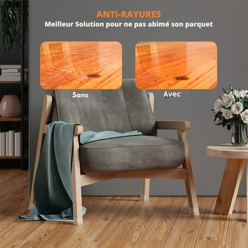 Protections pieds de chaise en silicone – Lot de 16/32, anti-rayures et anti-bruit pour parquet