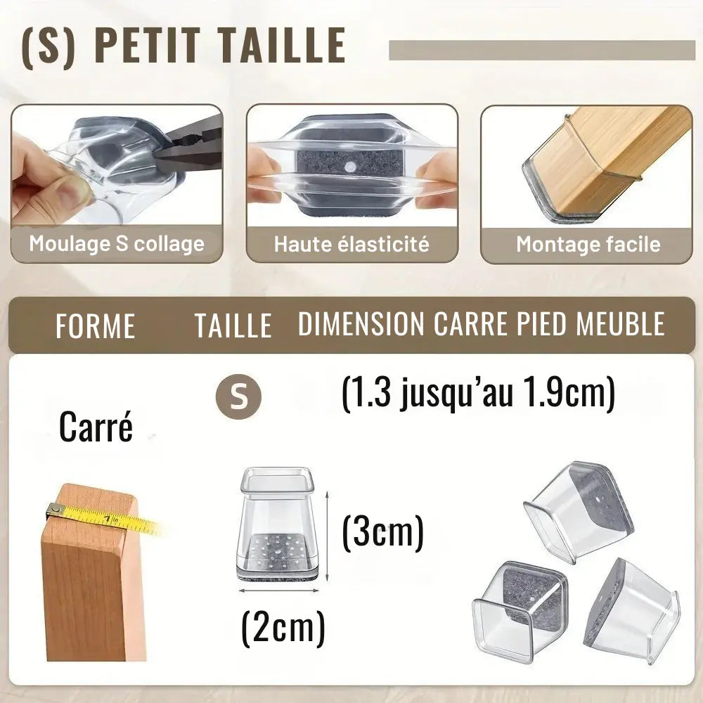 Protections pieds de chaise en silicone – Lot de 16/32, anti-rayures et anti-bruit pour parquet