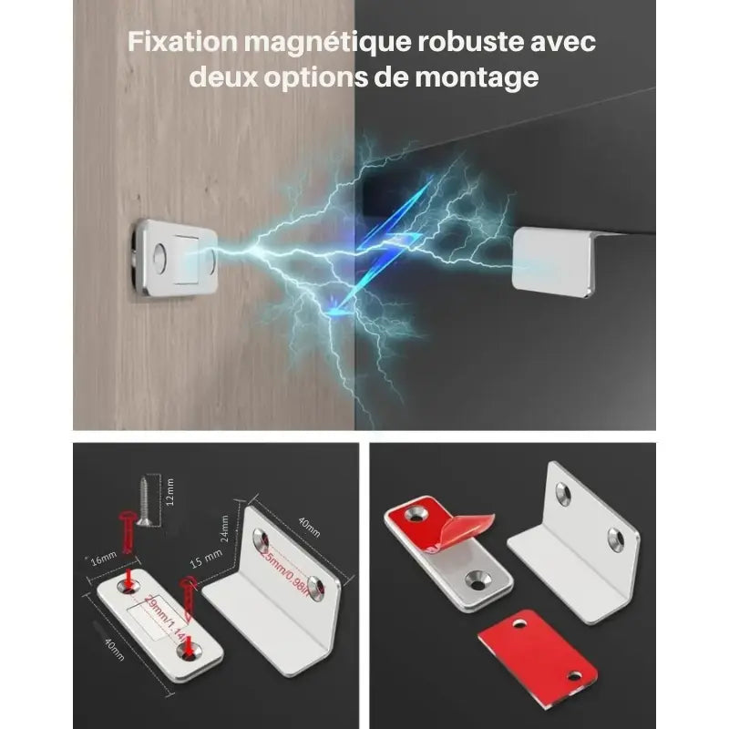 Système de fermetures magnétiques invisibles – Aimant puissant sans perçage pour portes, armoires et placards
